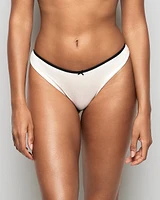 Ultrasoft High Leg Ribbed Thong Panty Ivory Dawn