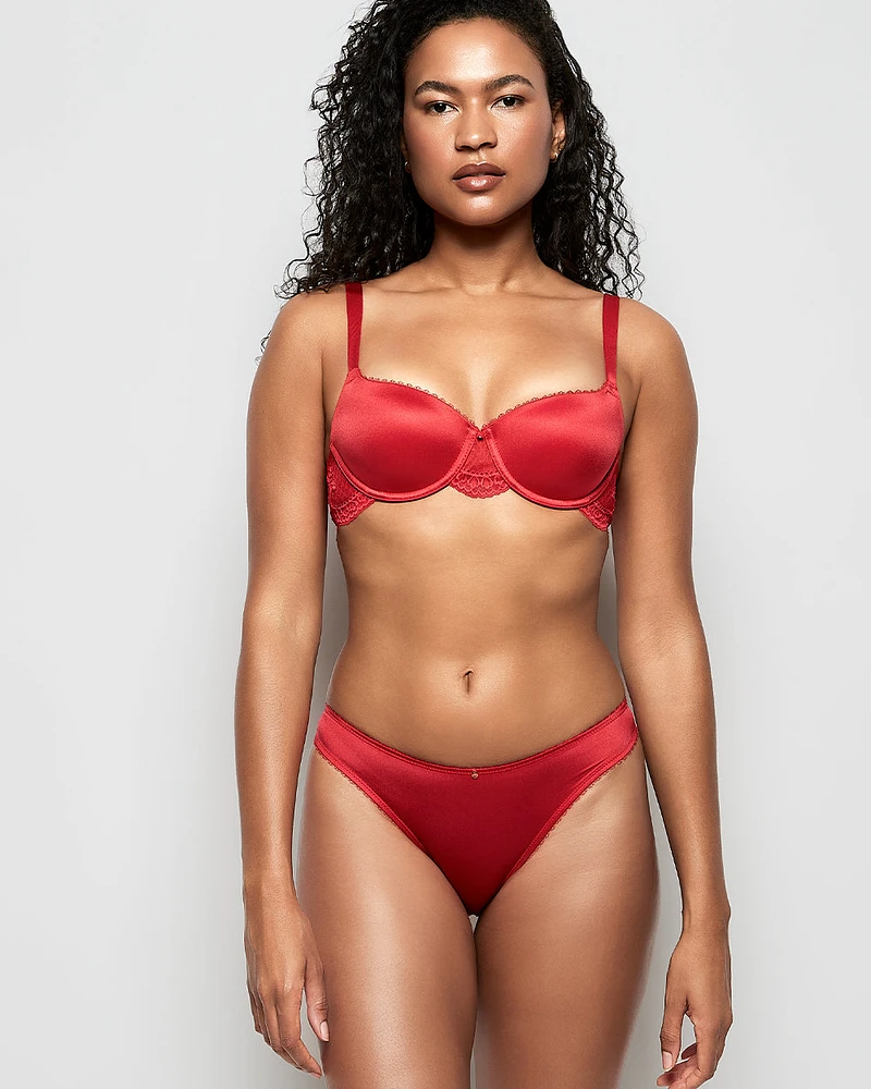 Lightly Lined Balconette Bra with Lace Wing Cosmo Red