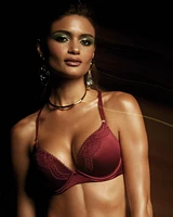 Up 2 Cup Push Bra with Lace Overlay Opulent Red