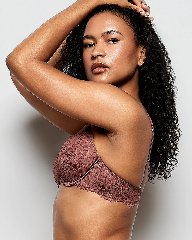 Lightly Lined Lace Full Coverage Bra Dusty Cedar