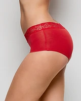 Boyshort Panty with Lace Trim Cosmo Red