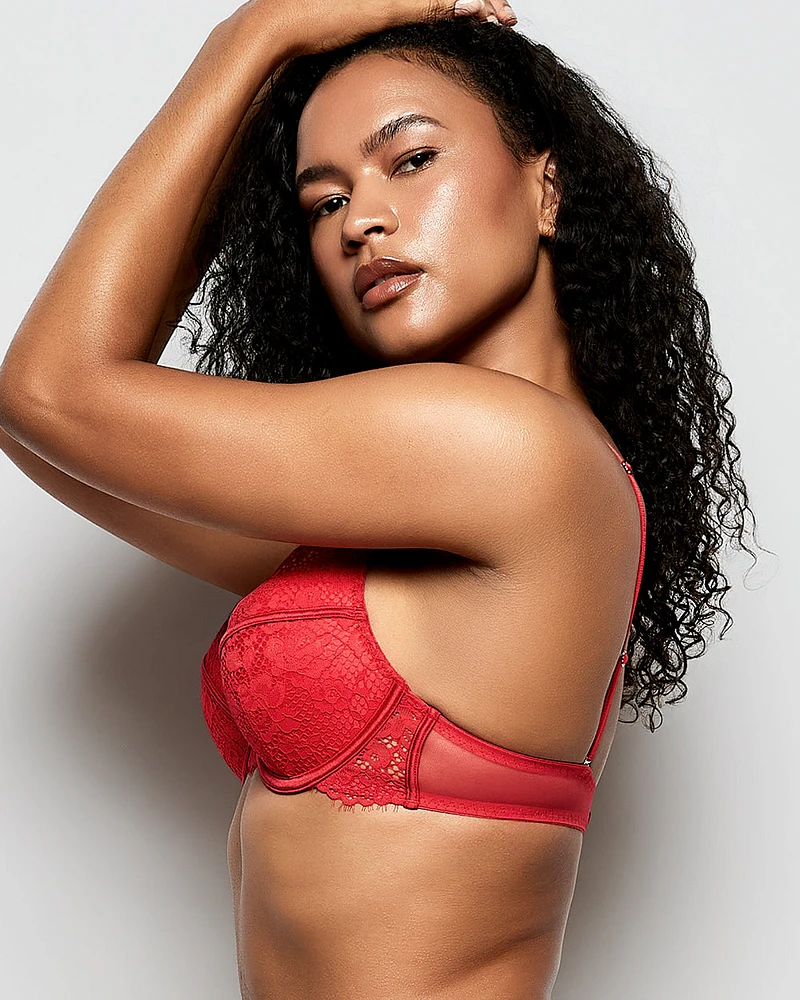 Up 2 Cup Lace Bra Cosmo Red