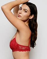 Unlined Demi Bra with Allover Lace Cosmo Red