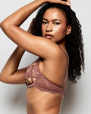 Unlined Lace Bra with Cut-Outs Dusty Cedar