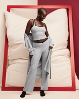 Bas de pyjama côtelé avec taille en V gris frais