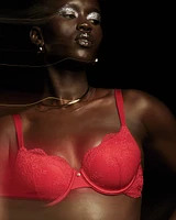 Allover Lace Lightly Lined Full Coverage Bra Cosmo Red