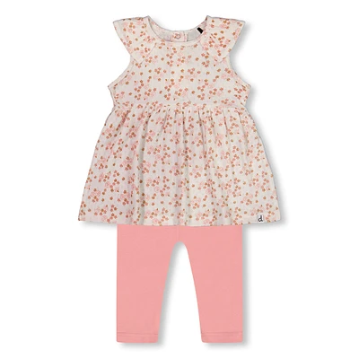 Ensemble de 2 Piècess Rose Fleurs 3-24mois