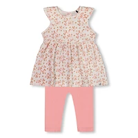 Ensemble de 2 Piècess Rose Fleurs 3-24mois