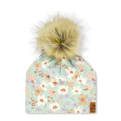 Tuque Pompon Fleurs 2-14ans
