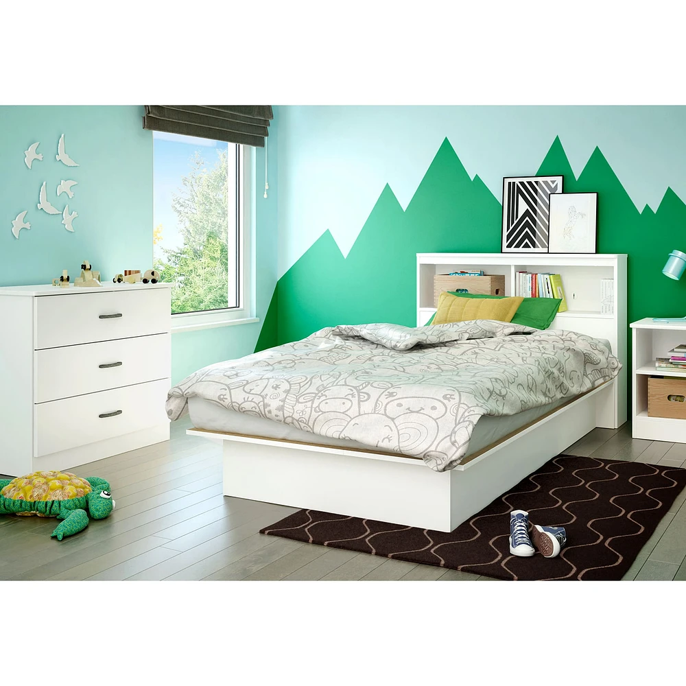 Tête de lit bibliothèque pour Lit simple - Libra Blanc solide