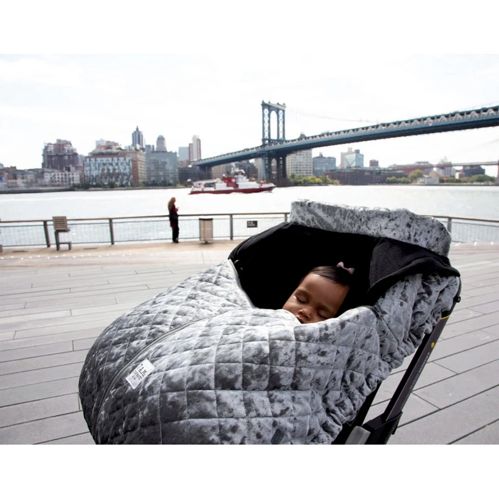 Car Seat Cocoon - Grey Velvet 0-12m