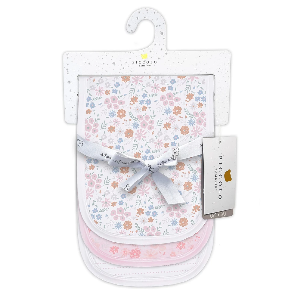 3pk Muslin Burp Cloth-Rose