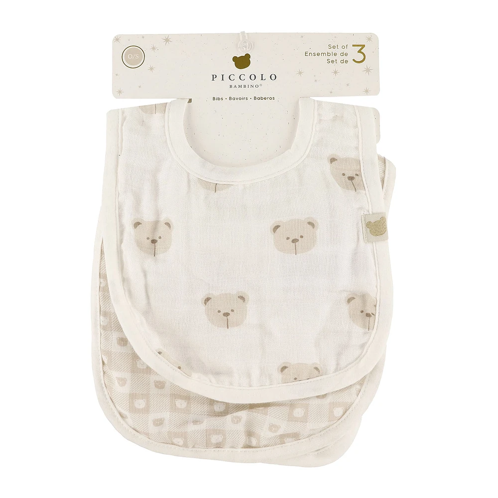 Ensemble de  3 Bavoirs Mousseline -  Ours