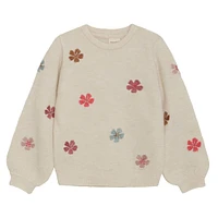 Pull Tricot Fleurs 3-8ans
