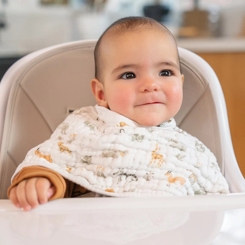 Cotton Muslin Burpy Bib - Giraffe Safari