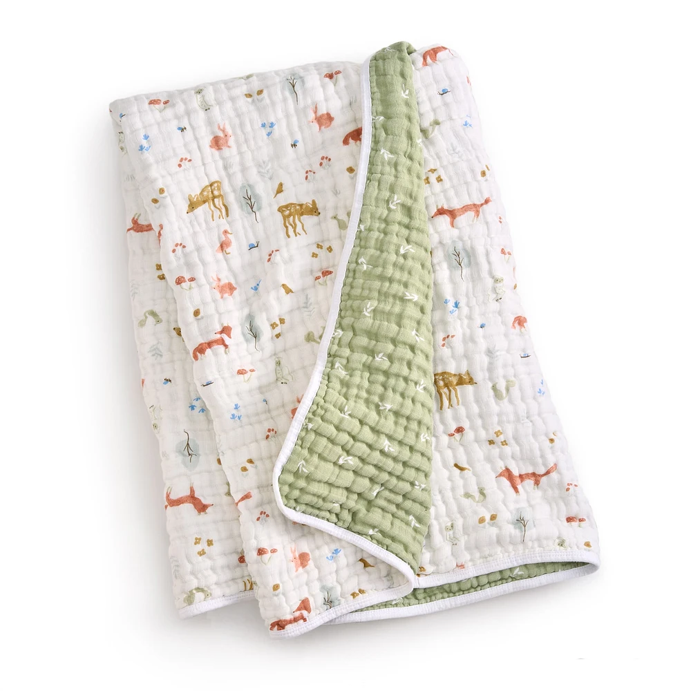 Cotton Muslin Dream Blanket - Sage Woodland