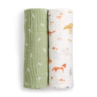 Langes en mousseline de coton (2) - Sage Woodland