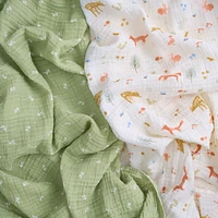 Langes en mousseline de coton (2) - Sage Woodland