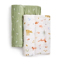 Langes en mousseline de coton (2) - Sage Woodland
