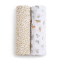 Cotton Muslin Swaddles (2) - Giraffe Safari