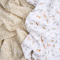 Cotton Muslin Swaddles (2) - Giraffe Safari