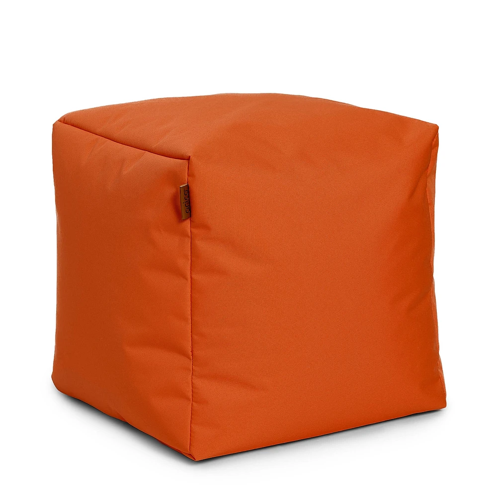 Square Ottoman and Footrest - Tangerine Orange