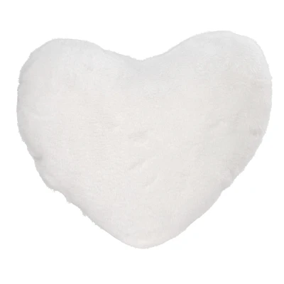 Coussin Coeur Blanc en Peluche