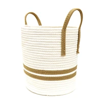 Ivory Basket With Stripes
