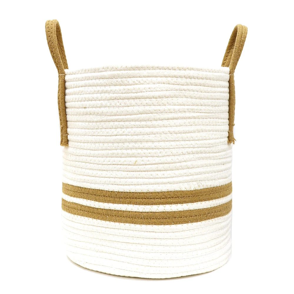 Ivory Basket With Stripes