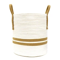 Ivory Basket With Stripes