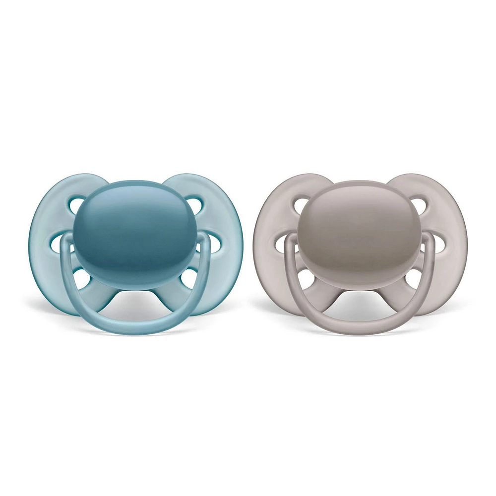 Suce Orthodontique 6-18m Ultra Doux Paquet de 2 - Bleu