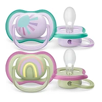 Ultra Air Pacifier 0-6m Lilac Sun/Green Rainbow 2-pack