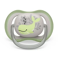 Ultra Air Pacifier 6-18m Orange Turtle / Green Whale 2-pack