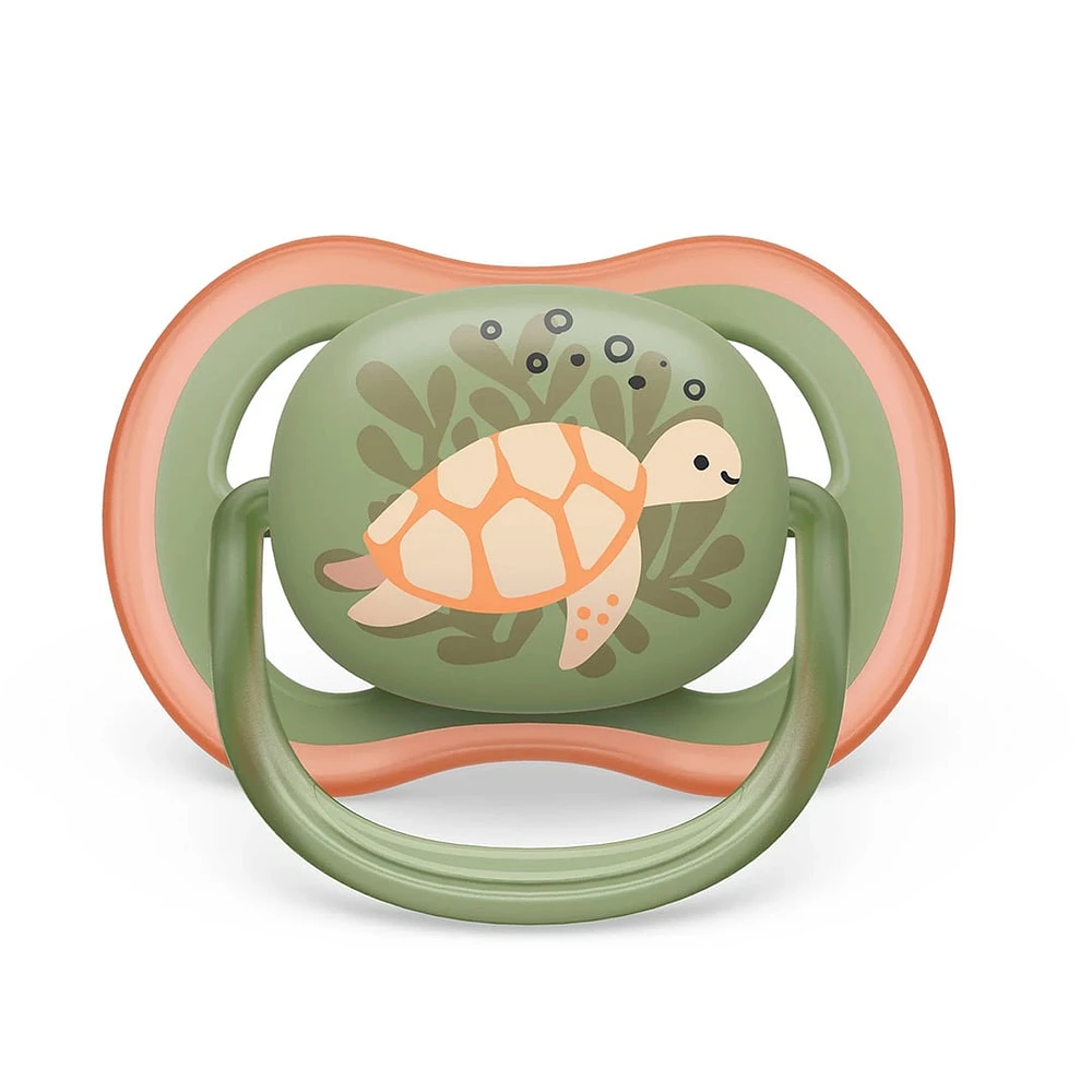 Ultra Air Pacifier 6-18m Orange Turtle / Green Whale 2-pack