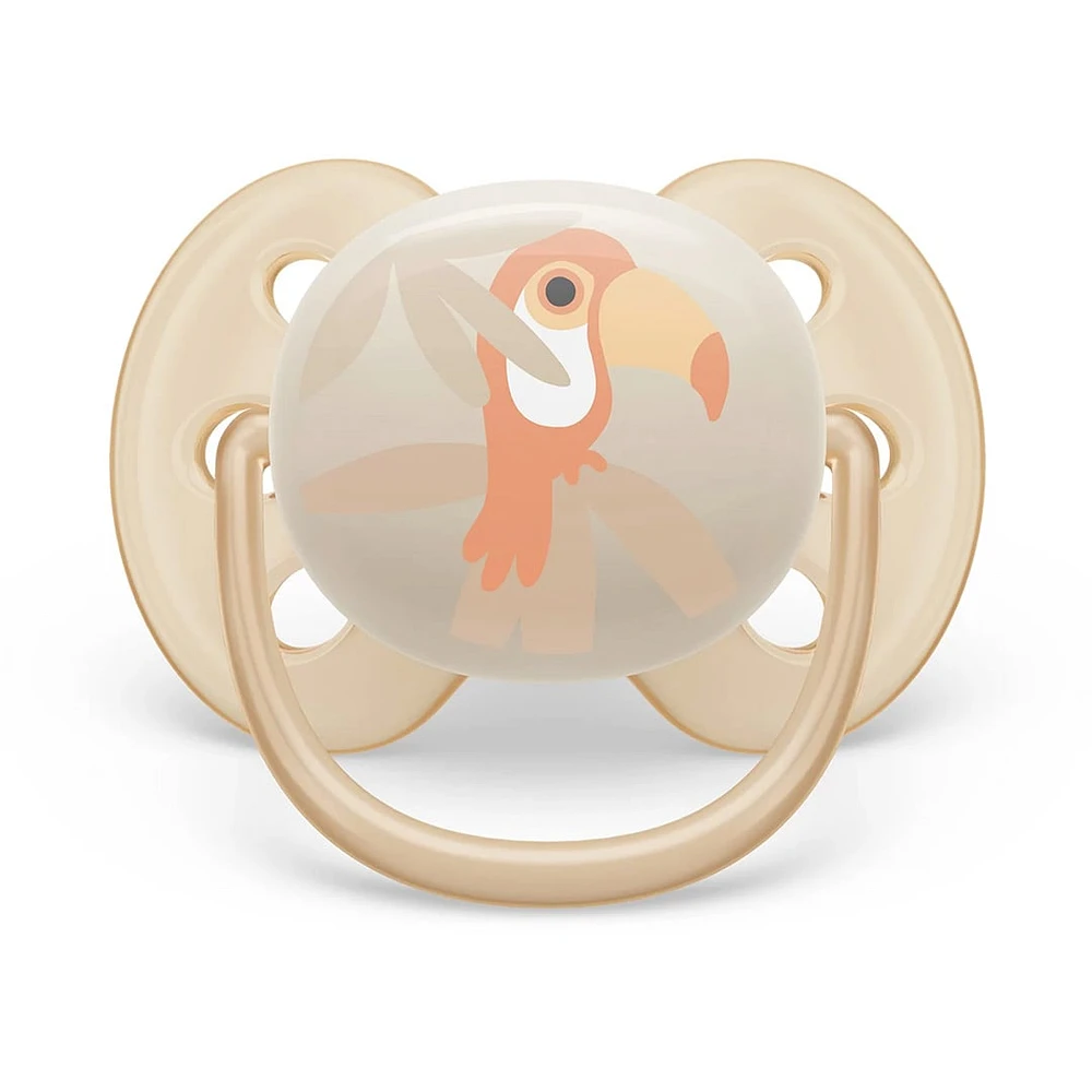 Ultra Soft Pacifier 0-6m Toucan / Green Leaves 2-pack