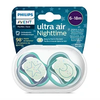 Ultra Air Pacifier Nighttime 6-18m Sleeping Star/Moon 2-pack