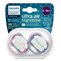 Ultra Air Pacifier Nighttime 6-18m Falling Star/Dreams 2-pack