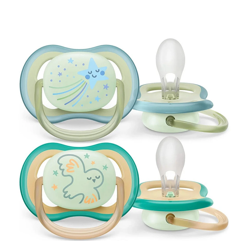 Ultra Air Pacifier Nighttime 0-6m Smiling Star/Owl 2-pack