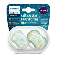 Ultra Air Pacifier Nighttime 0-6m Smiling Star/Owl 2-pack