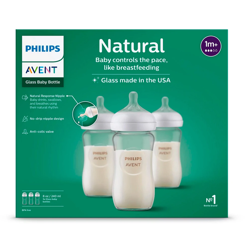 Biberon Verre Naturel 8oz Paquet de 3