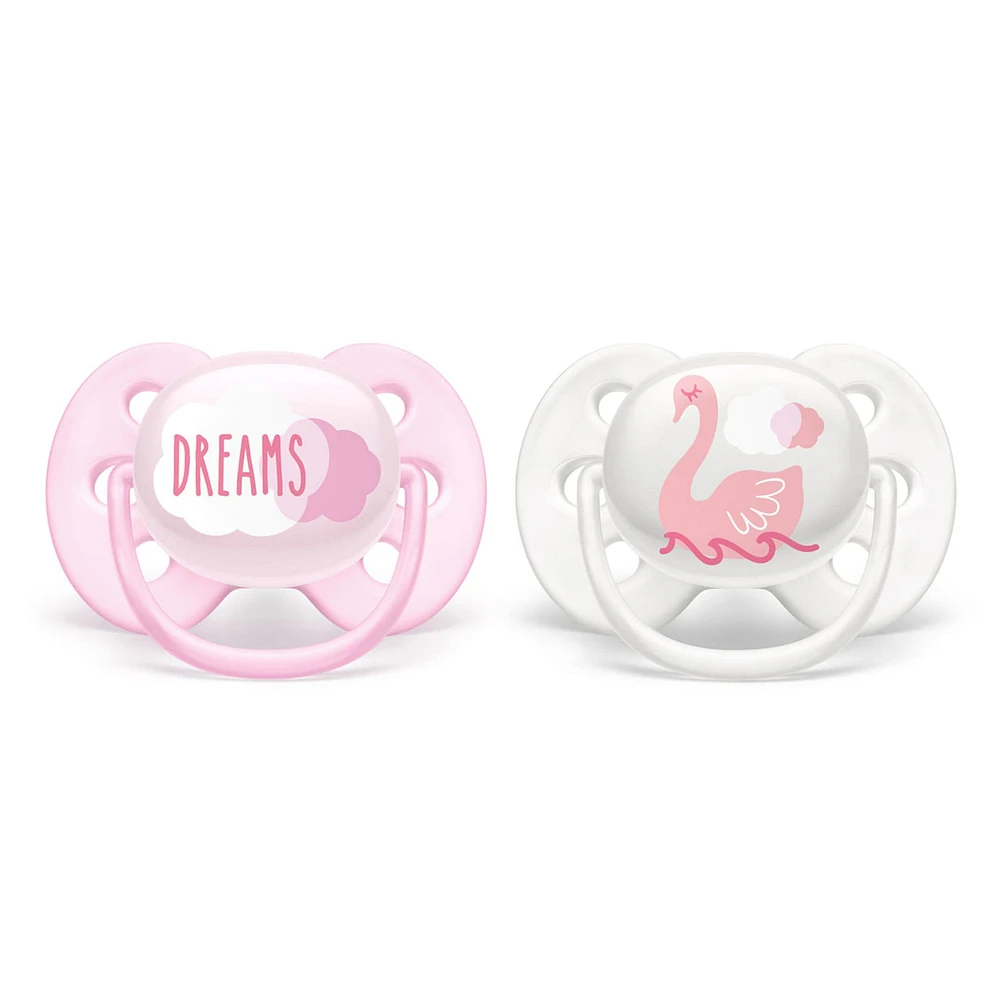 Suce Orthodontique 0-6m Ultra Paquet de 2 - Rose
