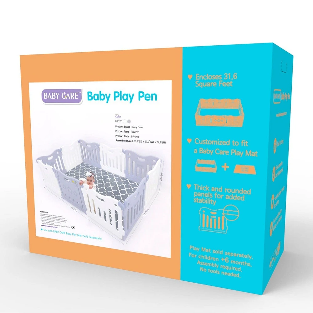BabyCare FunZone Playpen - White / Grey