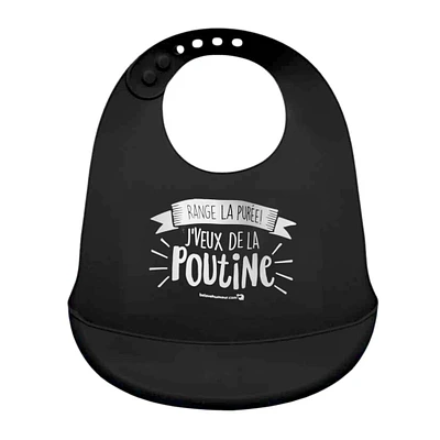 Bavoir en Silicone - Noir Poutine