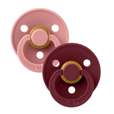 Pacifier Bibs 0-6m Set of 2 - Dusty Pink/Elderberry (Size 1)
