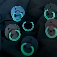 Pacifier Bibs 6-18m Set of 2 - Glow in the Dark Petrol/Deep Space (Size 2)