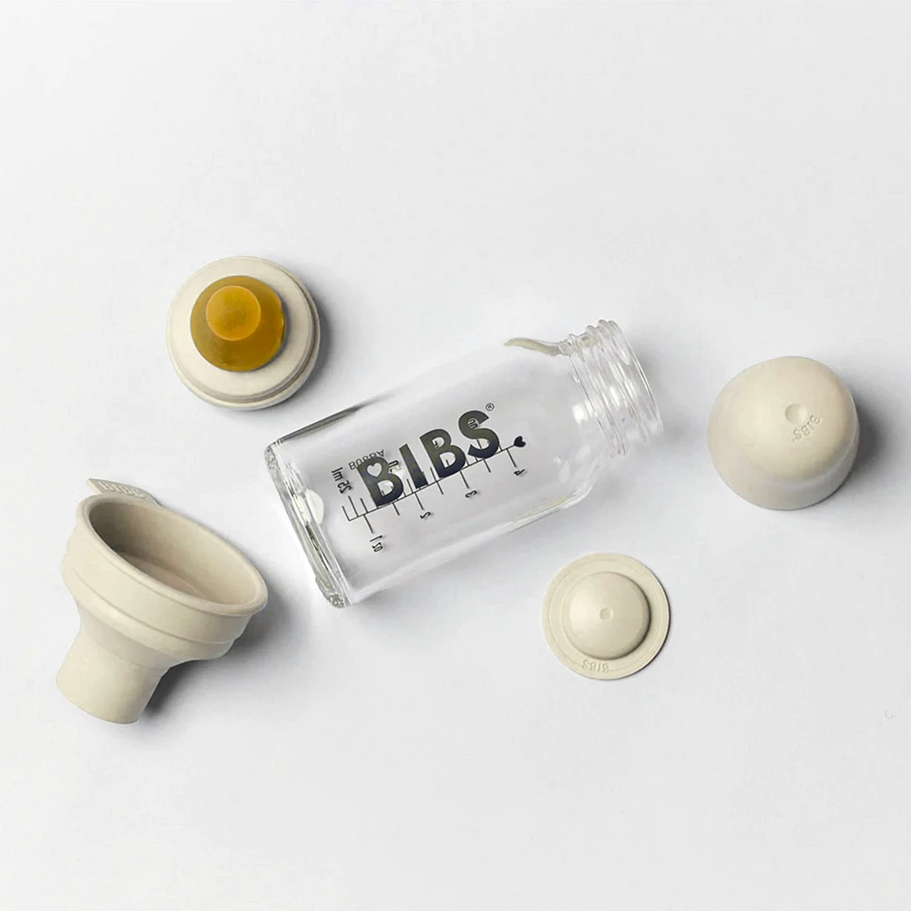 BIBS Baby Glass Bottle Complete Set Latex 110ml - Ivory