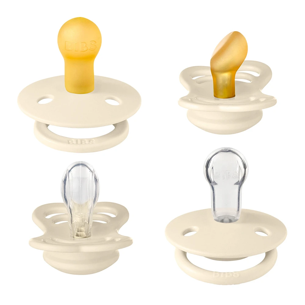 BIBS Try-It Collection Symmetrical Pacifier (4) 0-6m - Ivory (Size 1)