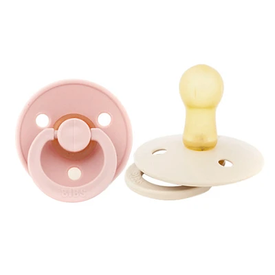 Pacifier Bibs 0-6m Set of 2 - Ivory / Pink (Size 1)