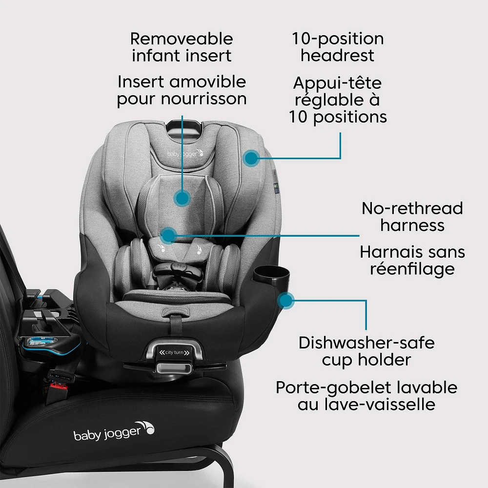 Siège d'Auto City Turn™ Rotating Convertible 4-65lb - Onyx Noir