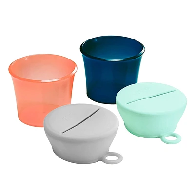 Bol à Collation avec Couvercle en Silicone - Marine / Orange